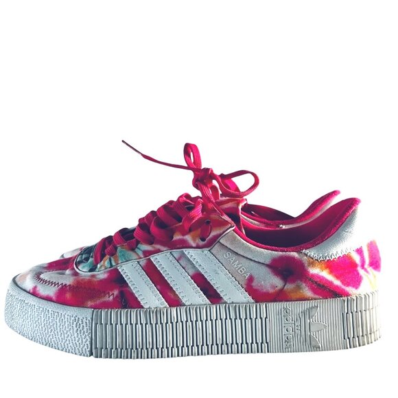 ADIDAS SAMBAROSE Platform Sneakers 6 Casual Shoe GX2893 Tie Dye Power Pink White - Picture 6 of 10
